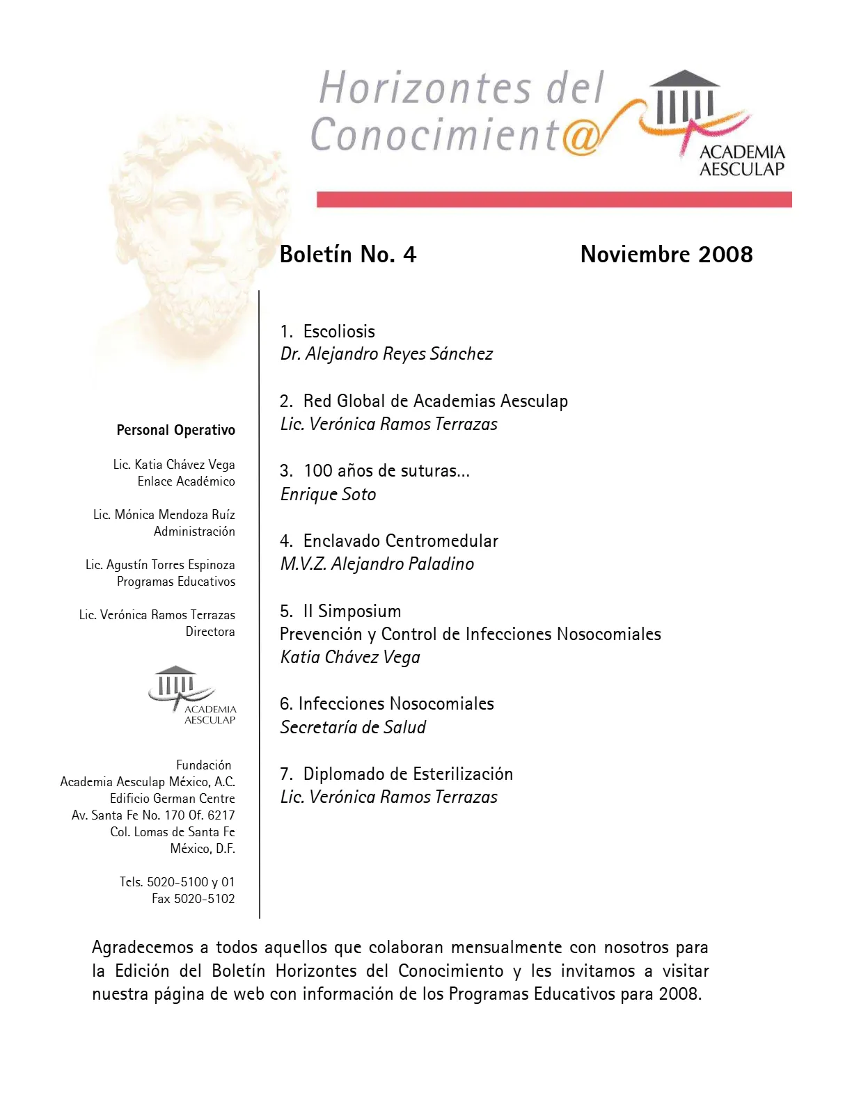 Portada Horizontes del Conocimiento No. 4 | Noviembre 2008