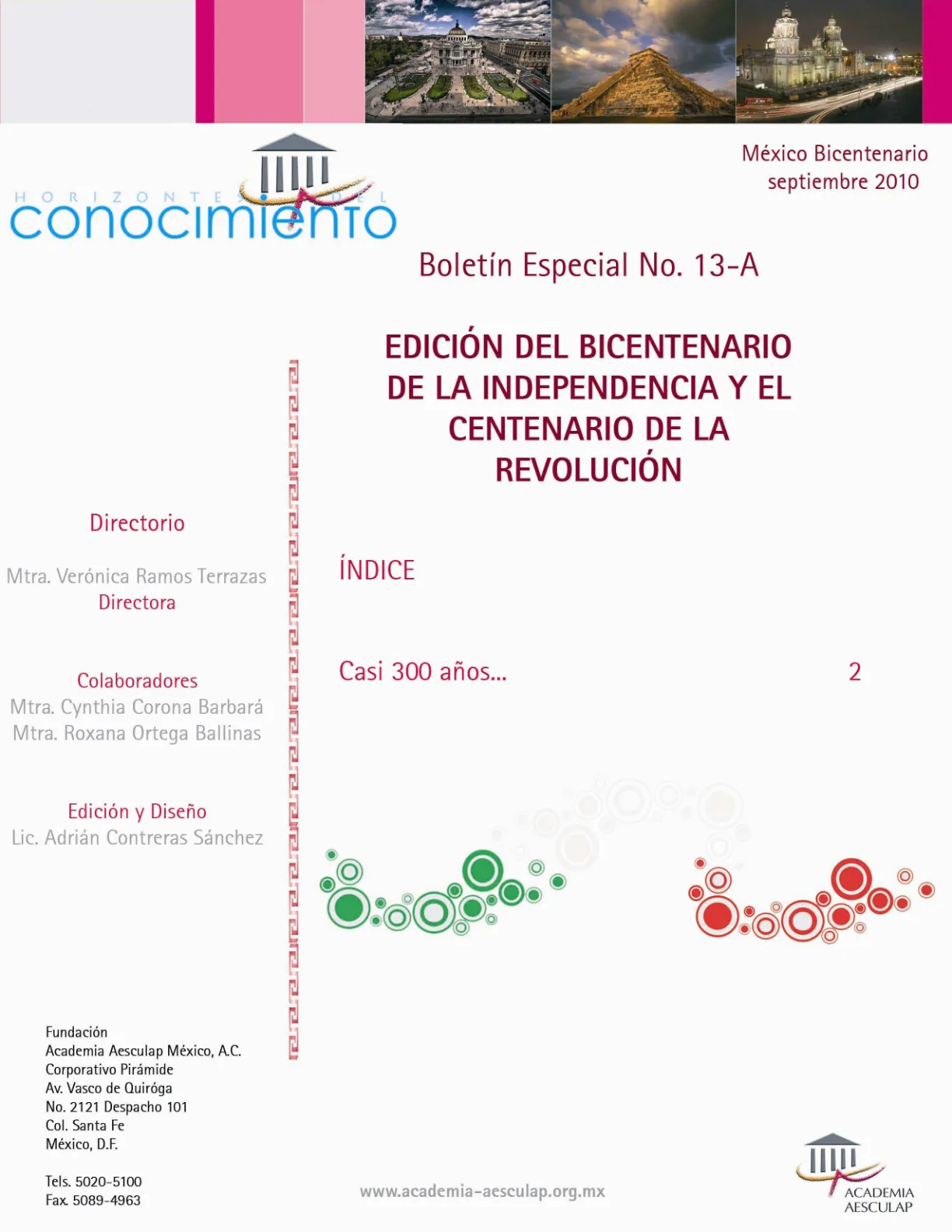 Portada Horizontes del Conocimiento No. 13-A | Boletín Especial 2010