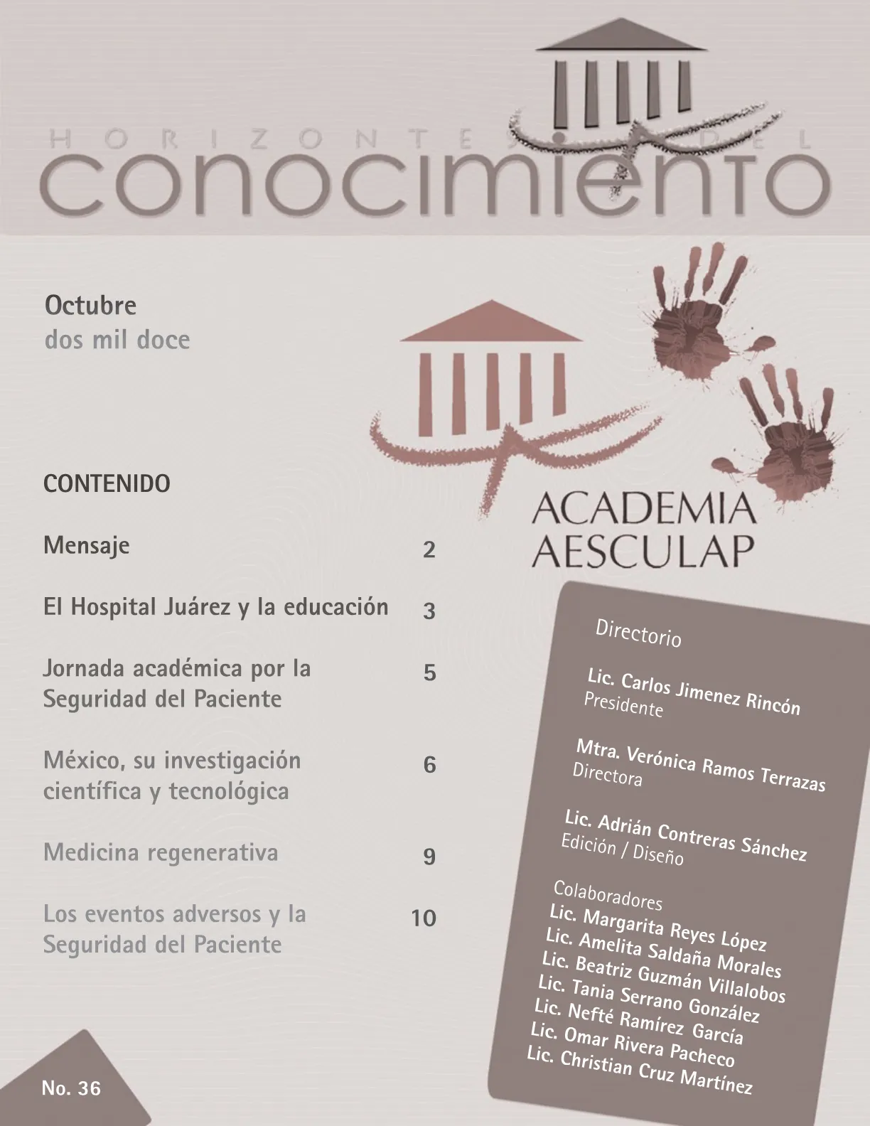 Portada Horizontes del Conocimiento No. 36 | Octubre 2012